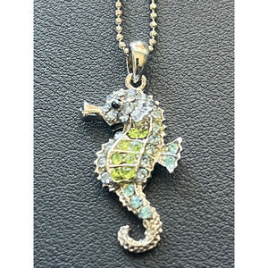 Vintage Cookie Lee Rhinestone Sea Horse Necklace NWOT
